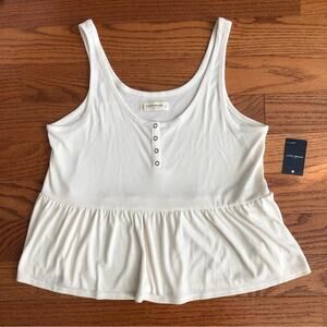 LUCKY BRAND Sandwash Rib Henley White Casual Tank Top Women’s Size M NWT